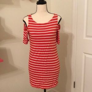Maternity Cold Shoulder Striped Shirt
